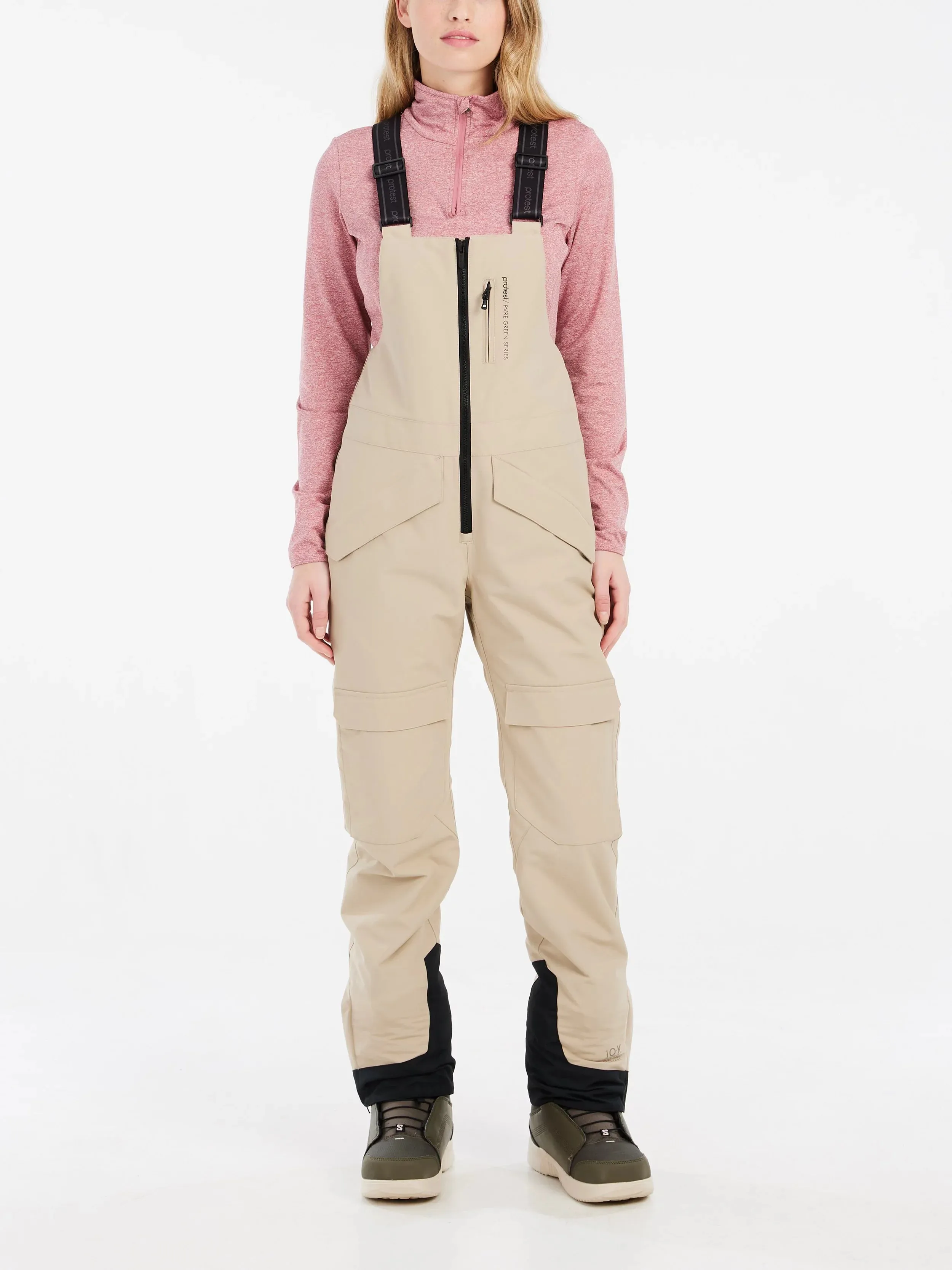 Protest Navaz Salopette Bib Pants Womens 2025 Bamboo Beige