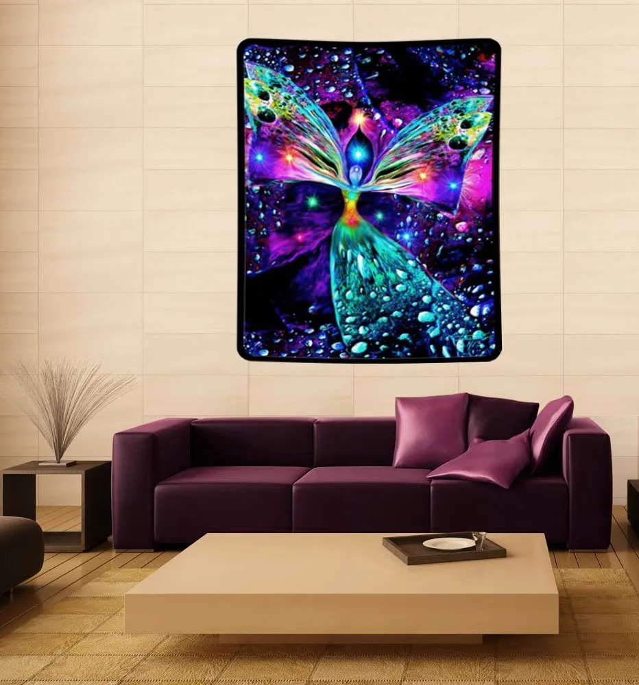 Psychedelic Chakra Angel Tapestry, Huge Fleece Wall Decor- "Bubbles of Clearing"