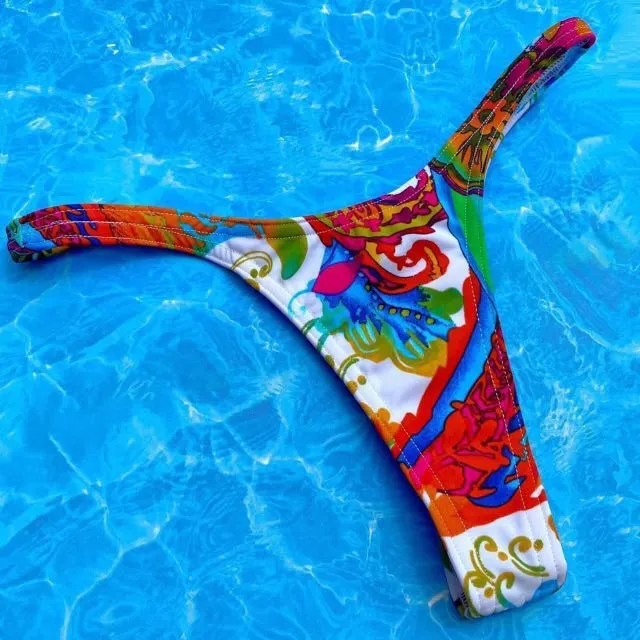 Psychedelic Paisley Skimpy Thong Bikini Bottom | Denali Brand