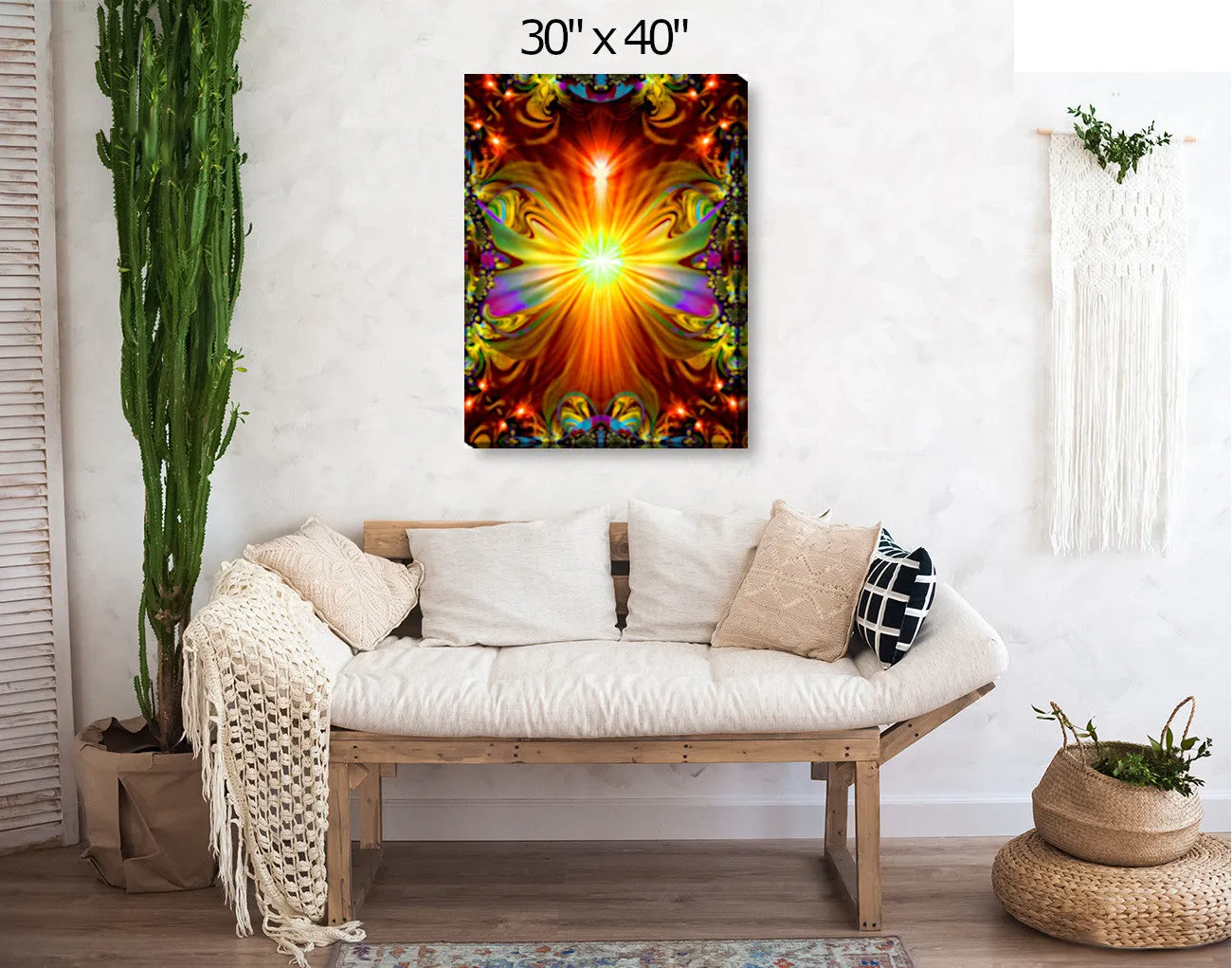 Psychedelic Wall Art Stretched Canvas Print, New Age, Higher Self - "Light Being"