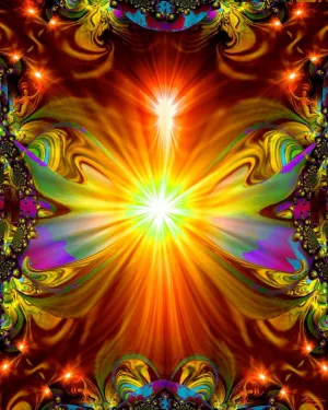 Psychedelic Wall Decor, Orange Abstract Art Print, Meditation Aid - "Light Being"