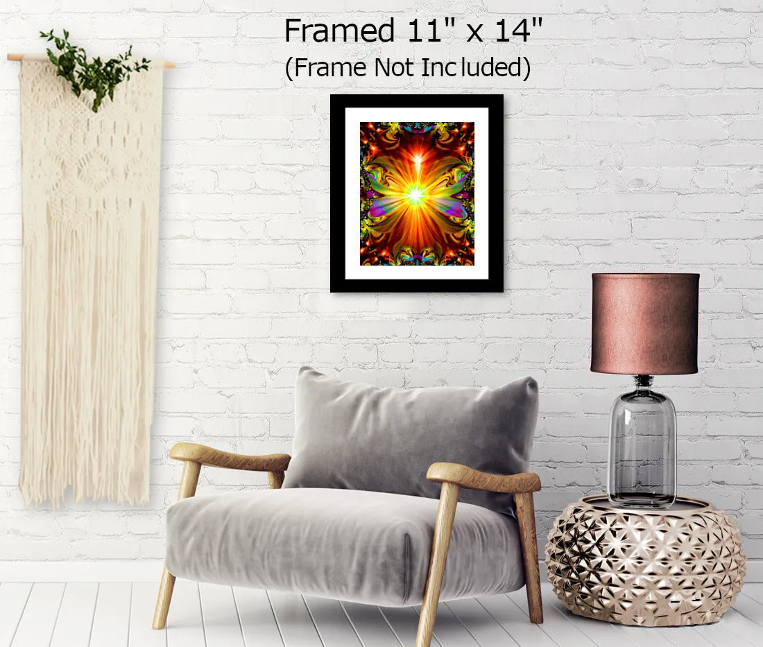 Psychedelic Wall Decor, Orange Abstract Art Print, Meditation Aid - "Light Being"