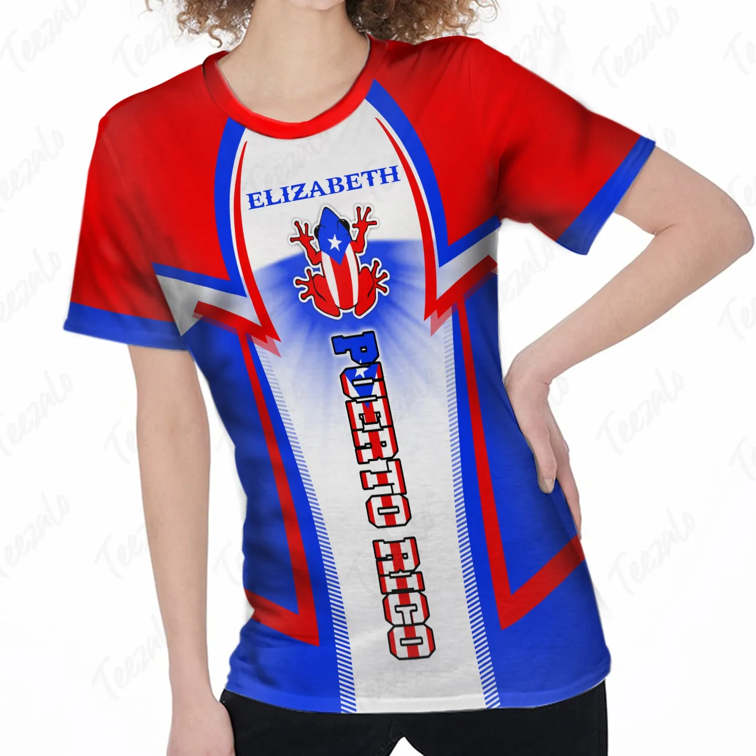 Puerto Rico Flag Colorful Custom Your Name 3D T-shirt