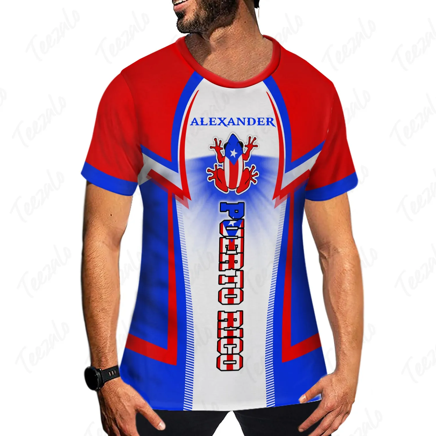 Puerto Rico Flag Colorful Custom Your Name 3D T-shirt