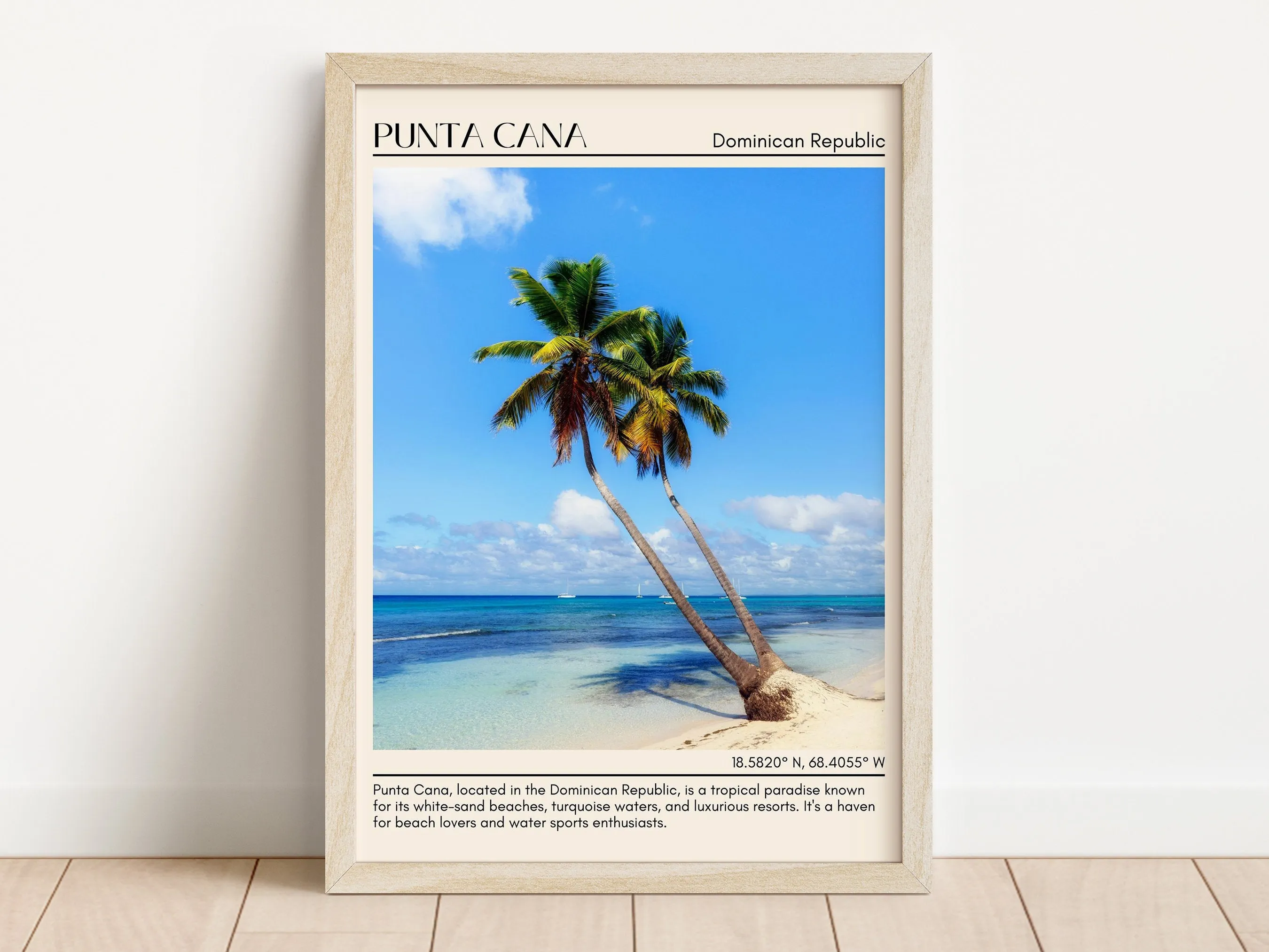 Punta Cana Minimal Wall Art, Dominican Republic