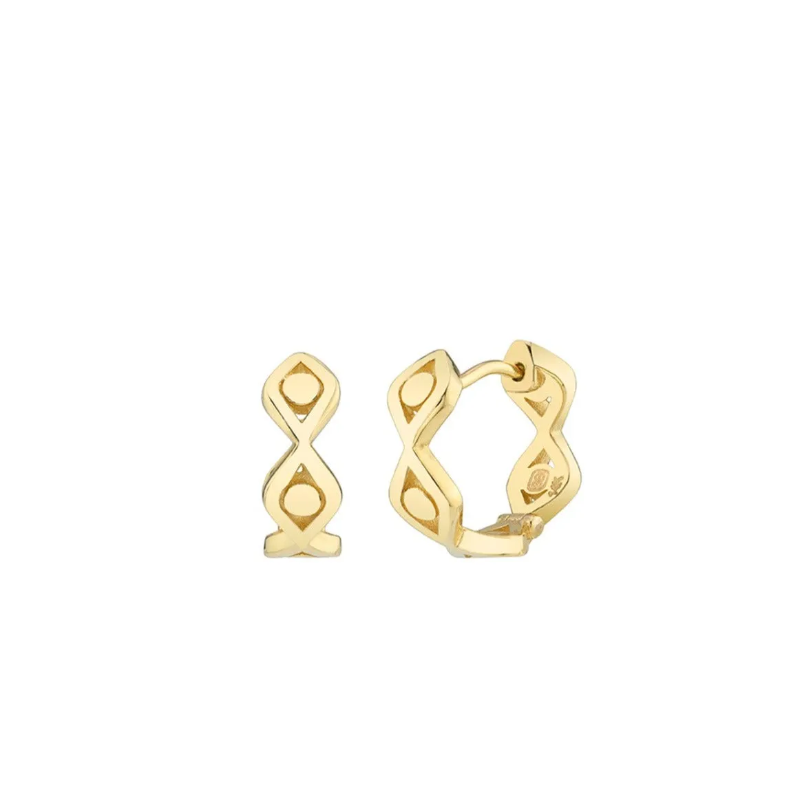 Pure Gold Eye Link Huggie Hoops