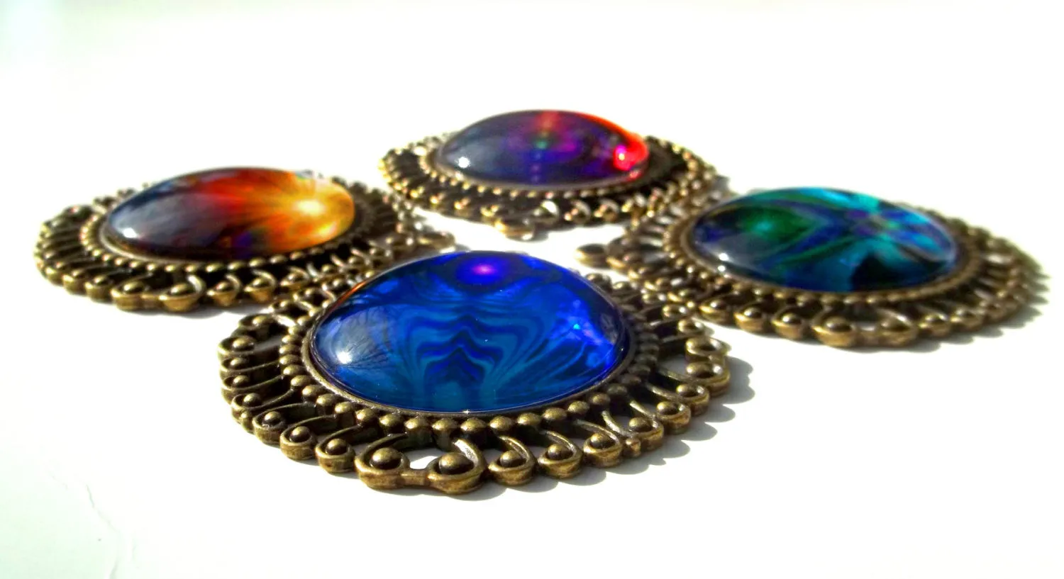 Purple & Teal Twin Flames Necklace, Lightworker Energy Art Jewelry - "Unity"