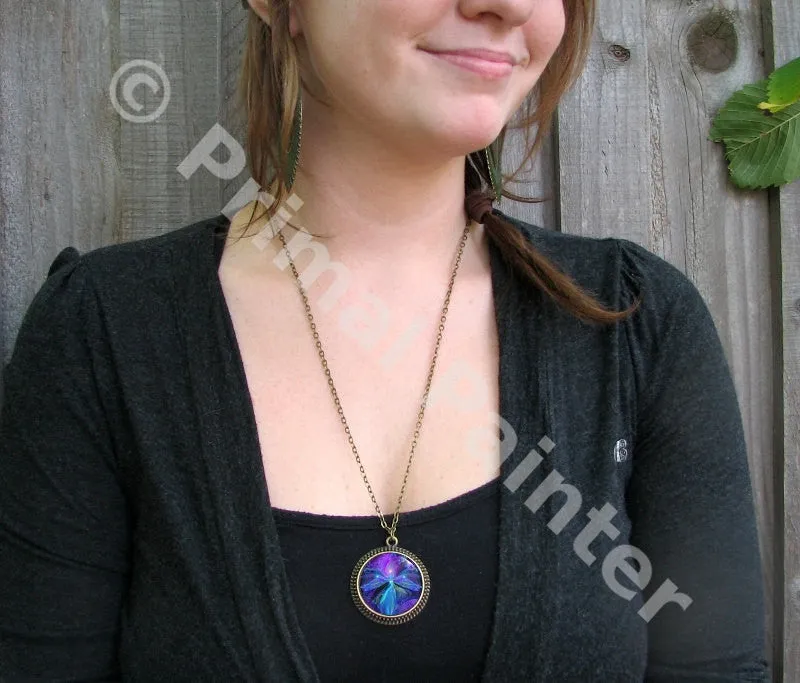 Purple Angel Necklace, Third Eye Chakra Jewelry, Reiki Energy Art - "The Seer"