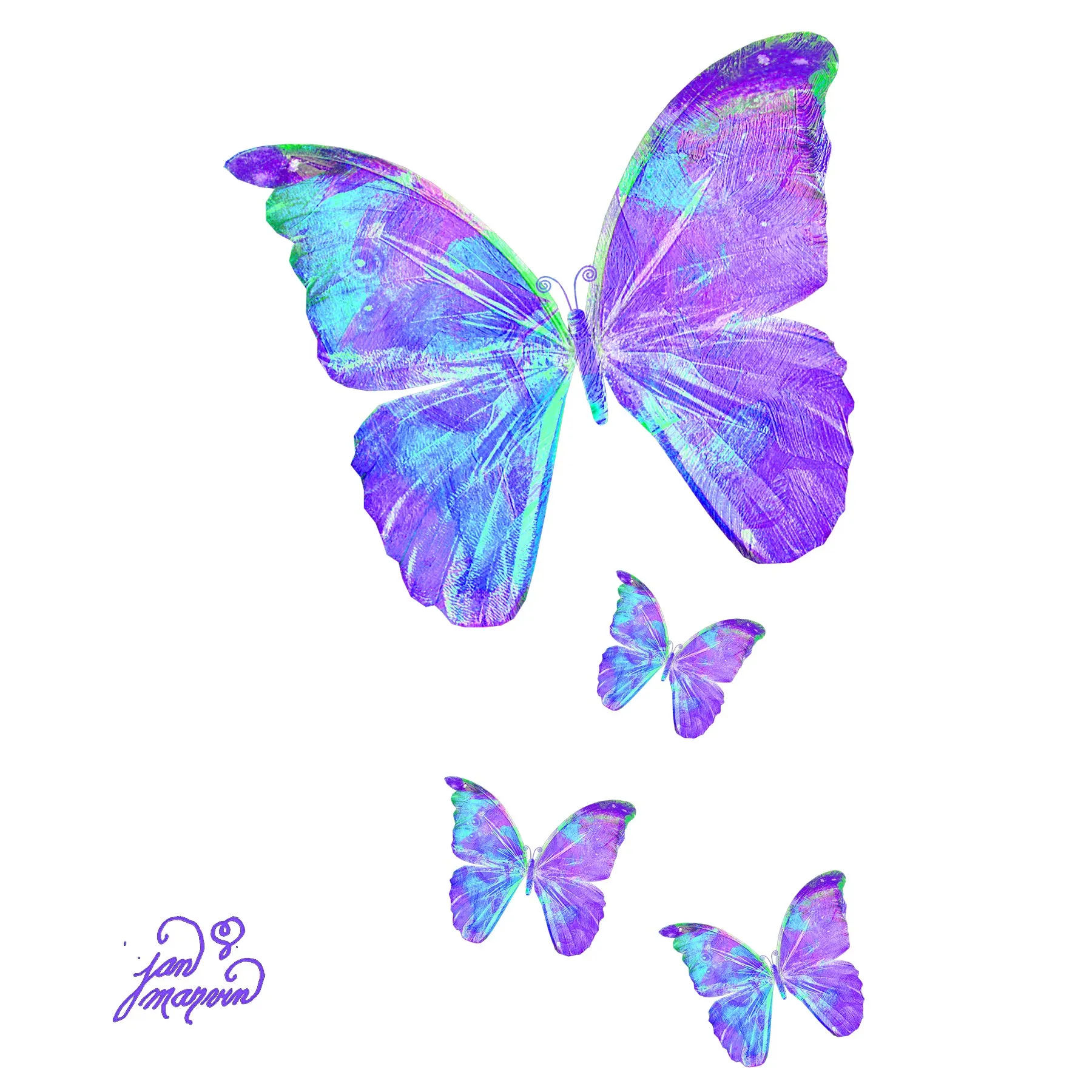 Purple Butterflies White Tile Mural, High Quality (won't fade), Indoor or Outdoor, Beach Wall Tiles, Backsplash, Shower, Mosaic