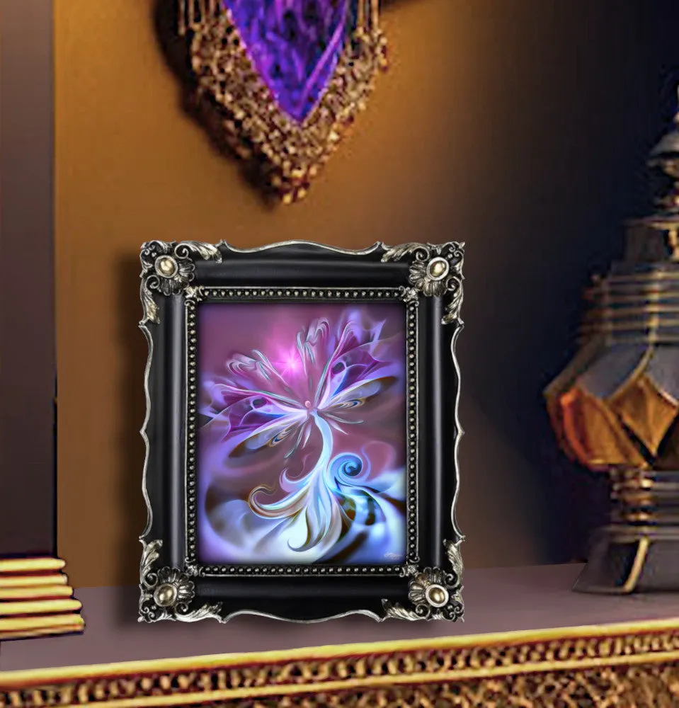 Purple Goddess Art Print with Ethereal Angel Wings and Swirling Clouds, Positive Energy Artwork - "Serendipity"