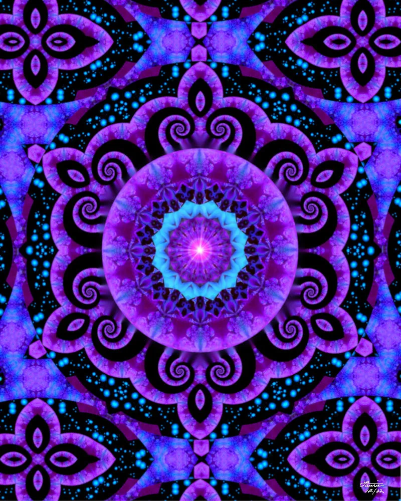 Purple Mandala Shower Curtain, Original Art Bathroom Decor - "Third Eye Spiral"