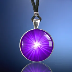 Purple Necklace, Third Eye Starburst Chakra Pendant, Intuition Jewelry