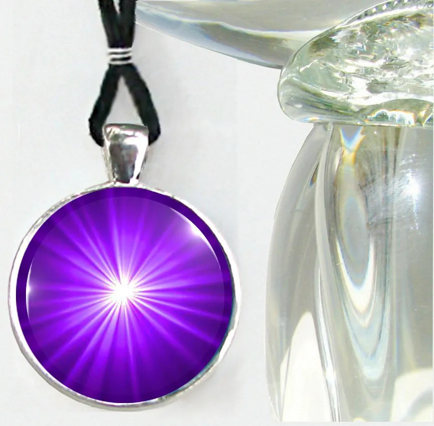 Purple Necklace, Third Eye Starburst Chakra Pendant, Intuition Jewelry