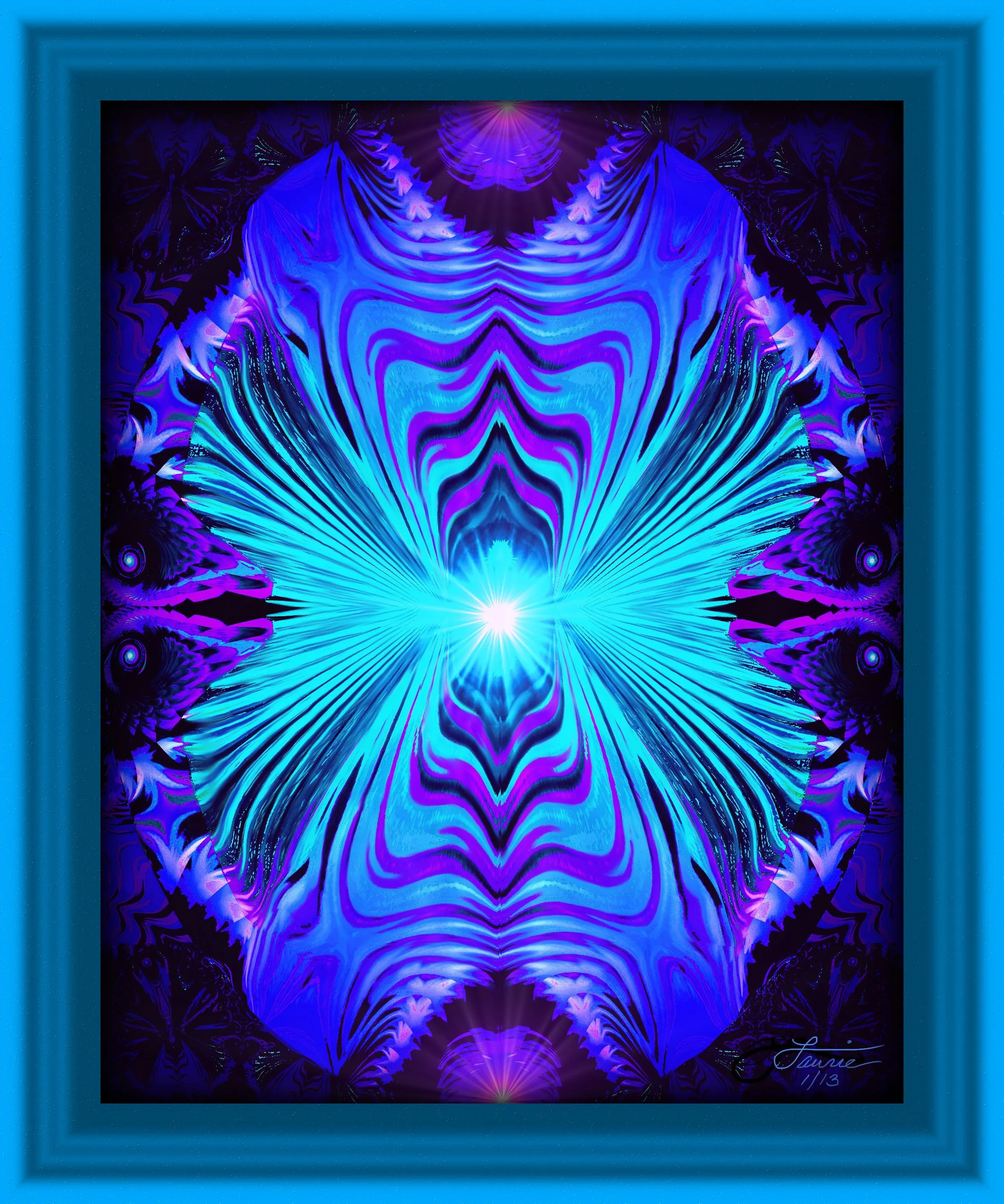 Purple Teal Abstract Art Print, Geometric Design, Metaphysical Art by Primal Painter - "Intuitive Truth"