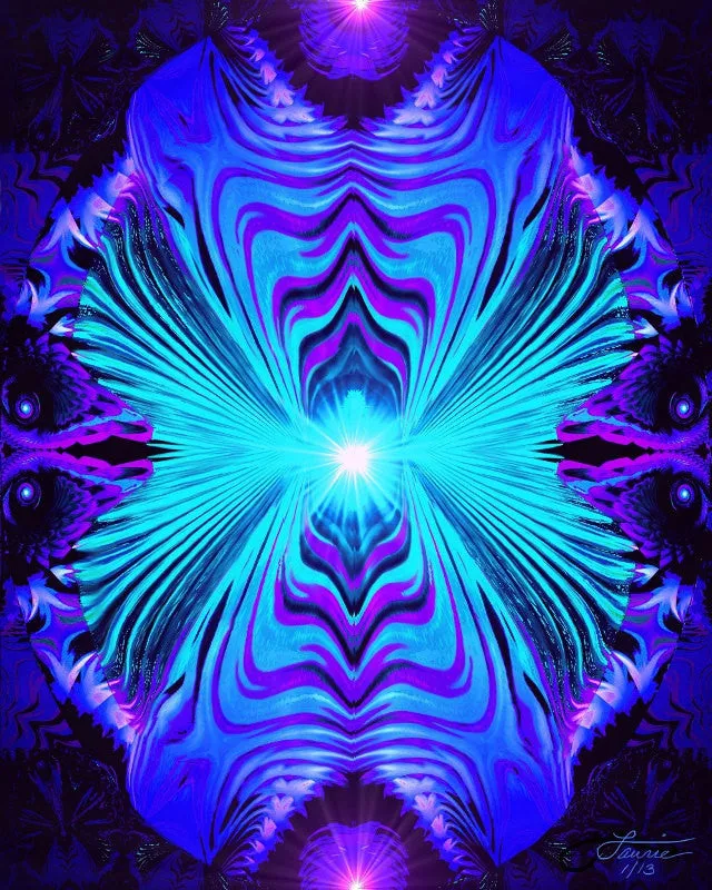 Purple Teal Abstract Art Print, Geometric Design, Metaphysical Art by Primal Painter - "Intuitive Truth"