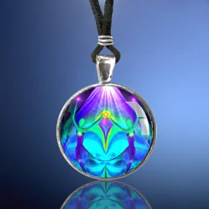 Purple Teal Twin Flames Necklace, Energy Art Pendant, Soulmates Jewelry - "Unity"