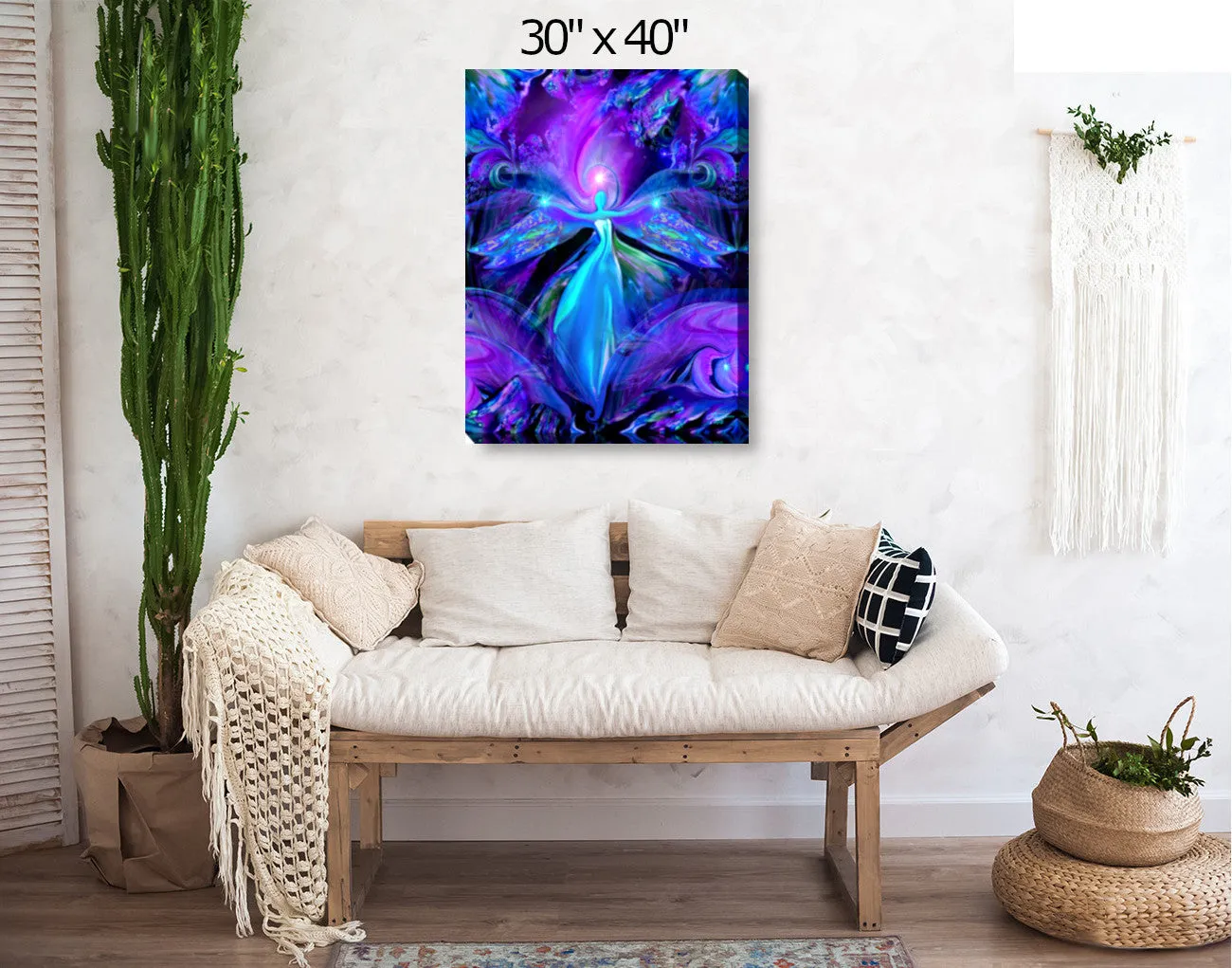 Purple Wall Decor, Stretched Canvas Art Print, Third Eye Chakra Art - "The Seer"