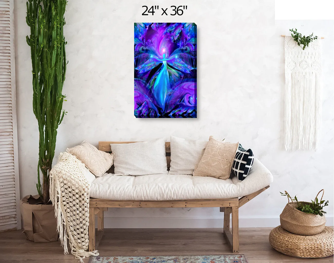 Purple Wall Decor, Stretched Canvas Art Print, Third Eye Chakra Art - "The Seer"