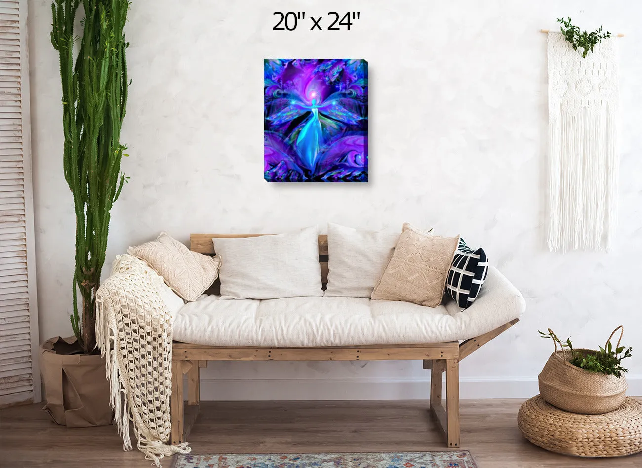 Purple Wall Decor, Stretched Canvas Art Print, Third Eye Chakra Art - "The Seer"
