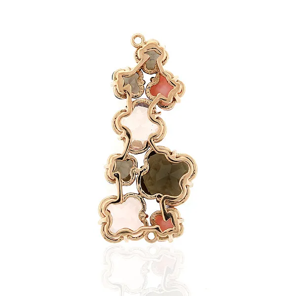 Quartz 18k Yellow Gold Vintage Rare Handmade Connector Finding Jewelry