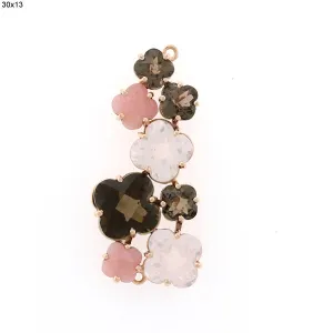Quartz 18k Yellow Gold Vintage Rare Handmade Connector Finding Jewelry