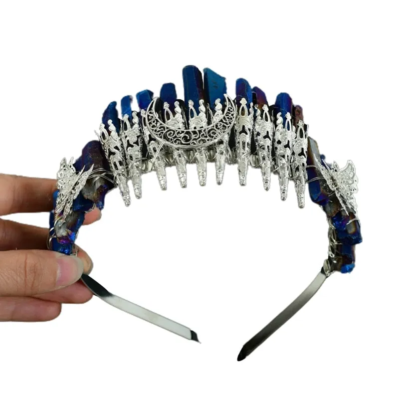 Quartz Crown Raw Crysta lHeadbands Vintage Metal Hair Hoop