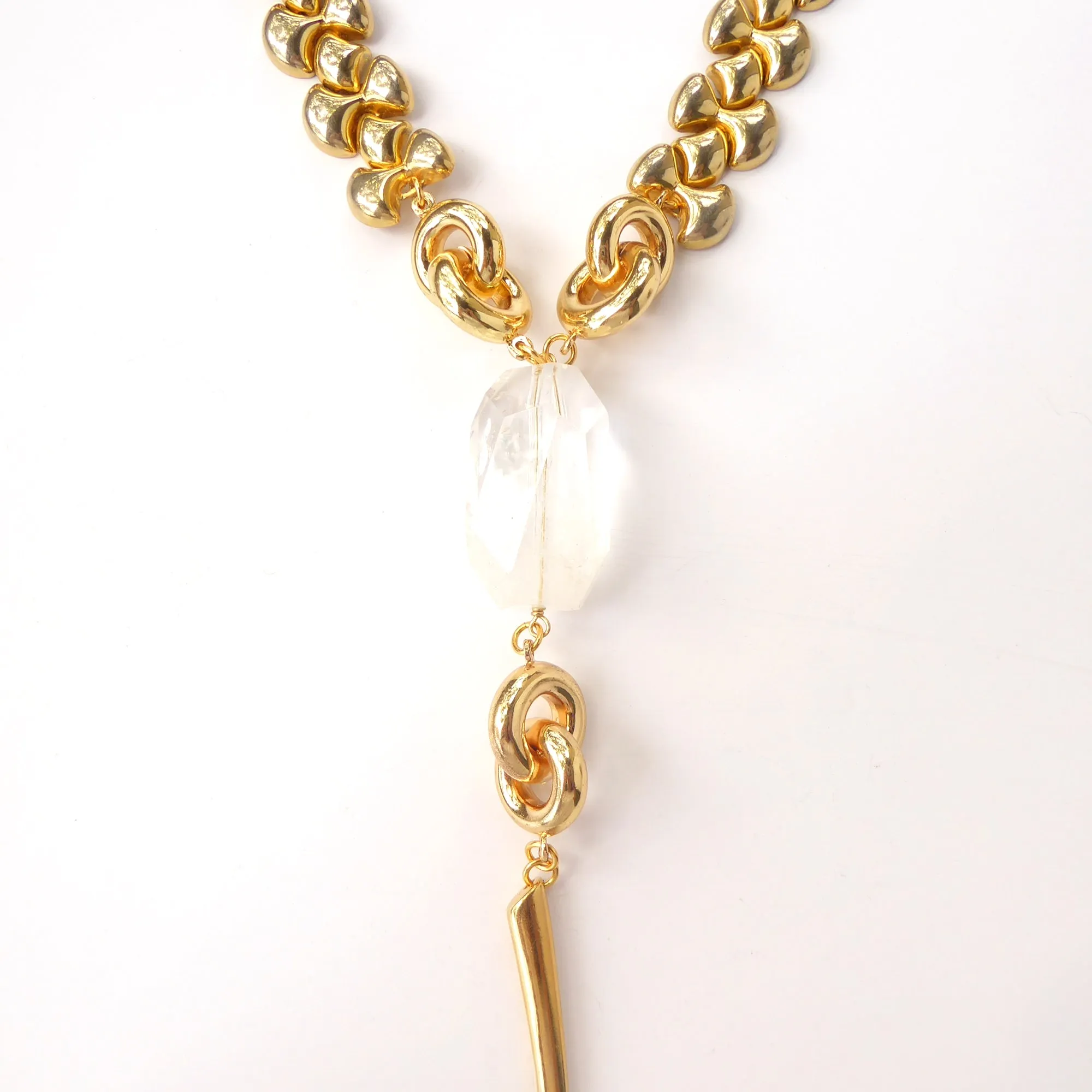 Quartz infinity knot necklace