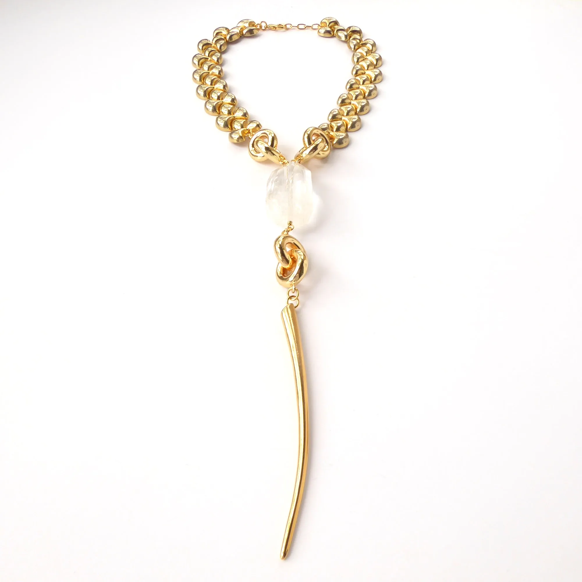 Quartz infinity knot necklace