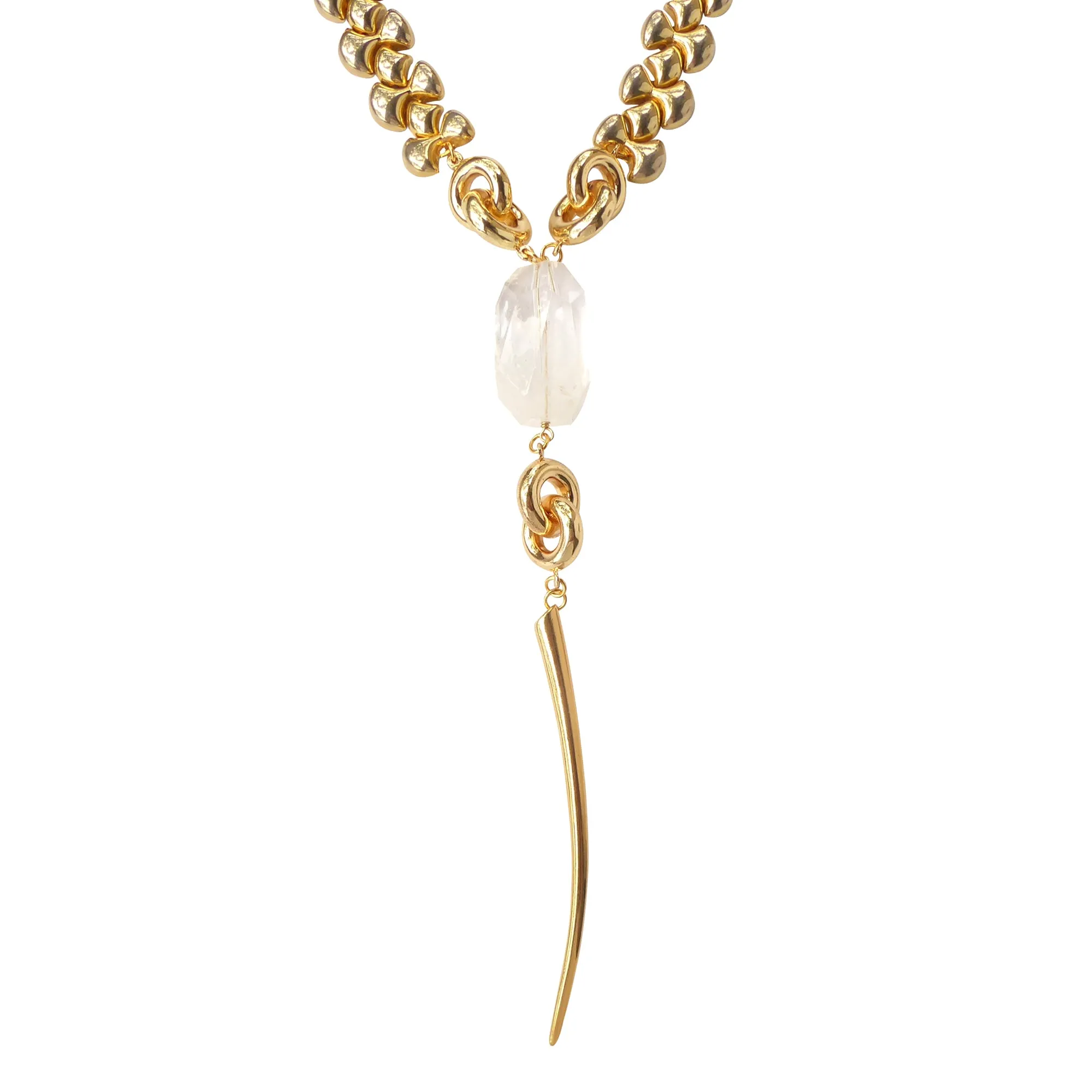 Quartz infinity knot necklace