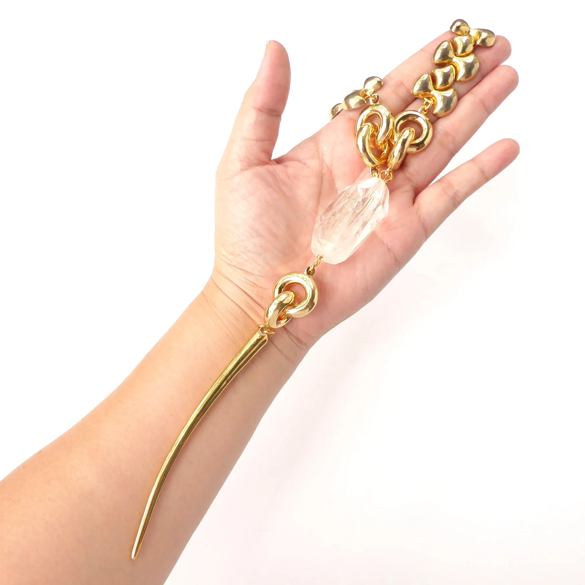Quartz infinity knot necklace