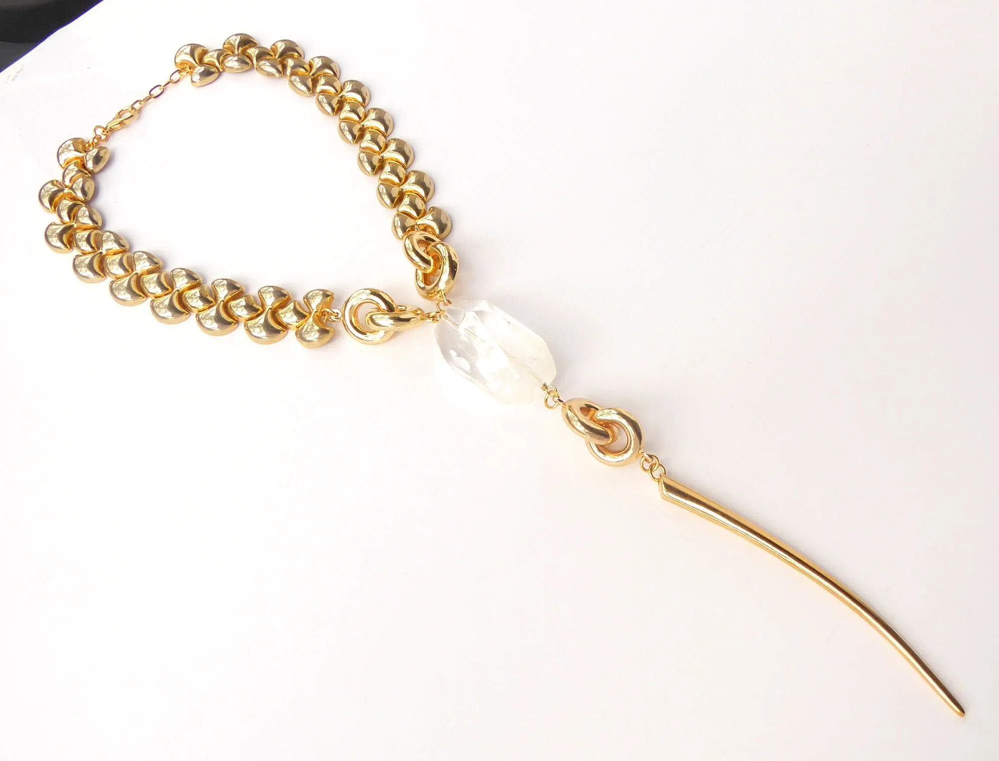 Quartz infinity knot necklace
