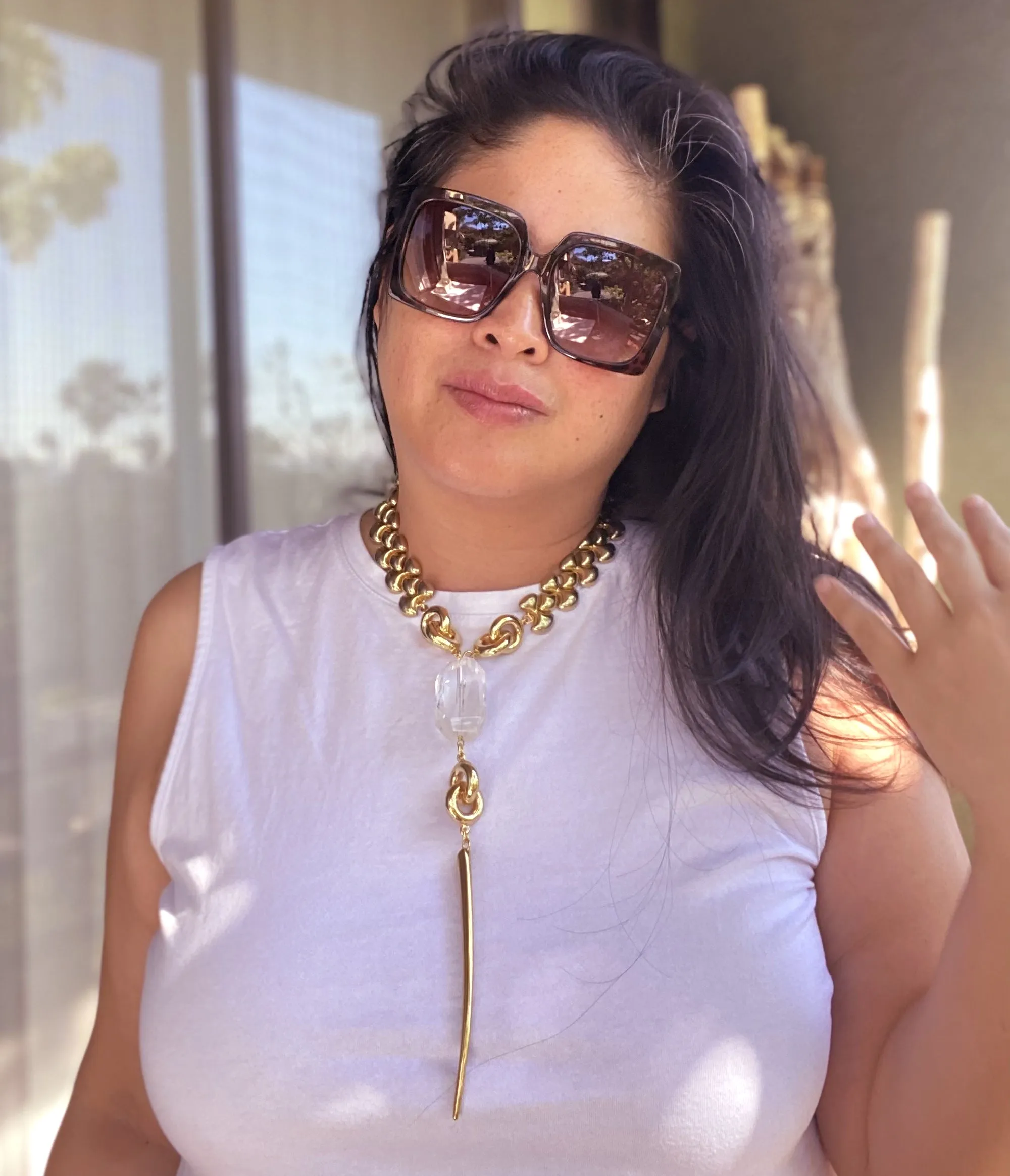 Quartz infinity knot necklace