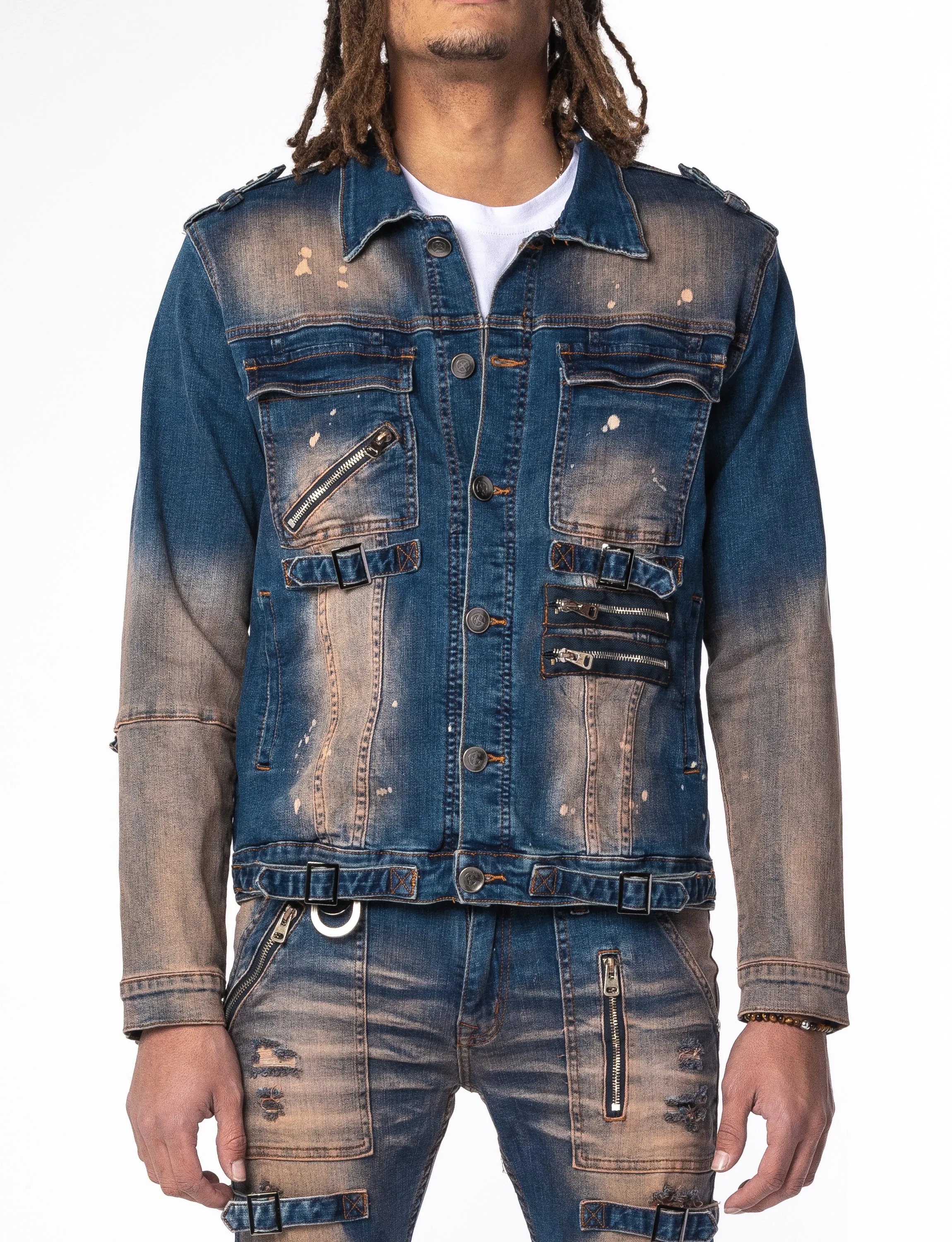 "BLAINE" Indigo Wheat Jacket