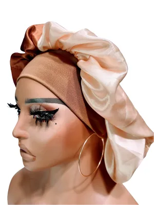 "CINNAMON" Wide Band Sleeping Satin Hair Bonnet