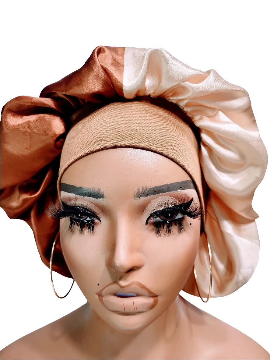 "CINNAMON" Wide Band Sleeping Satin Hair Bonnet