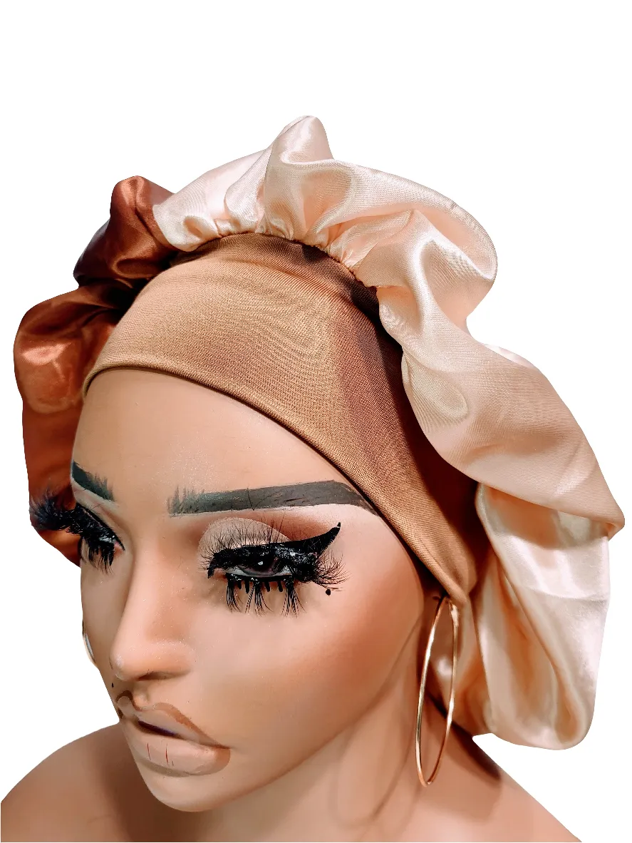 "CINNAMON" Wide Band Sleeping Satin Hair Bonnet