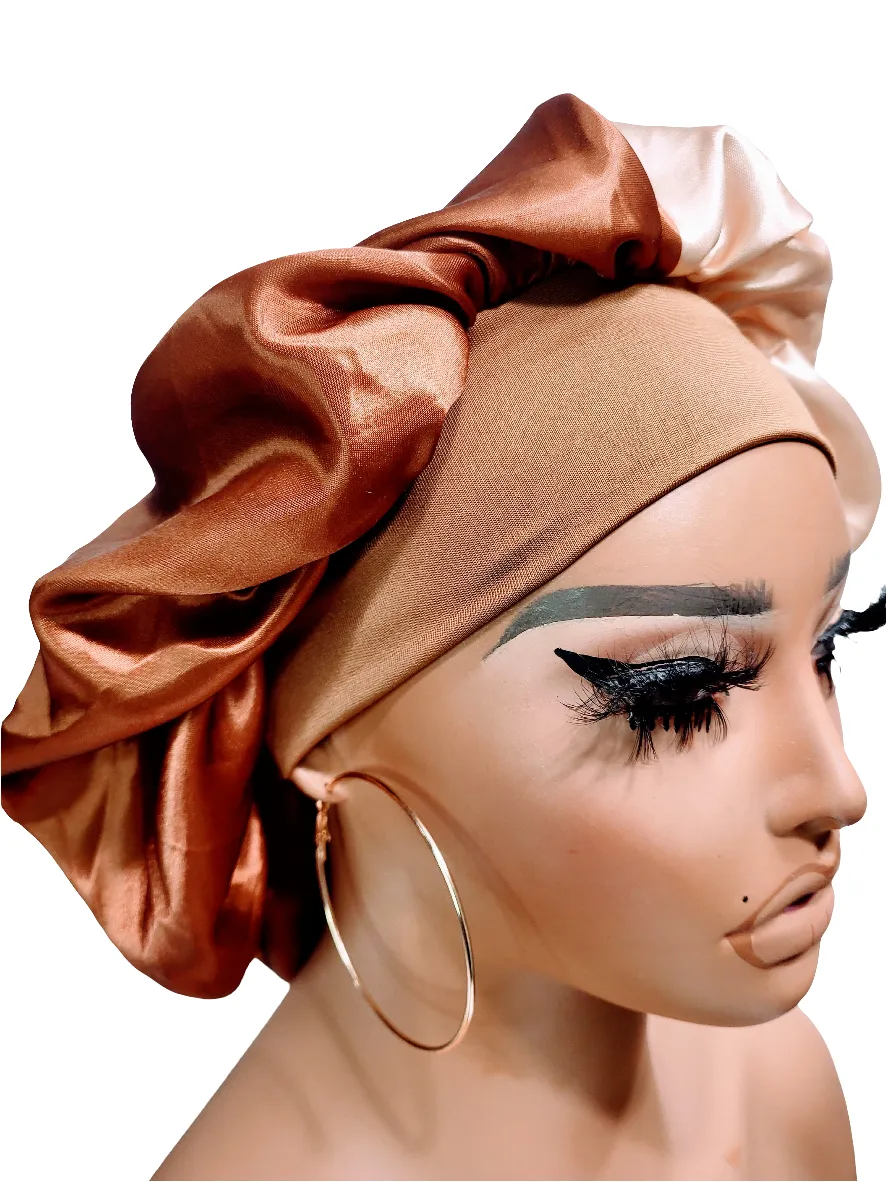 "CINNAMON" Wide Band Sleeping Satin Hair Bonnet