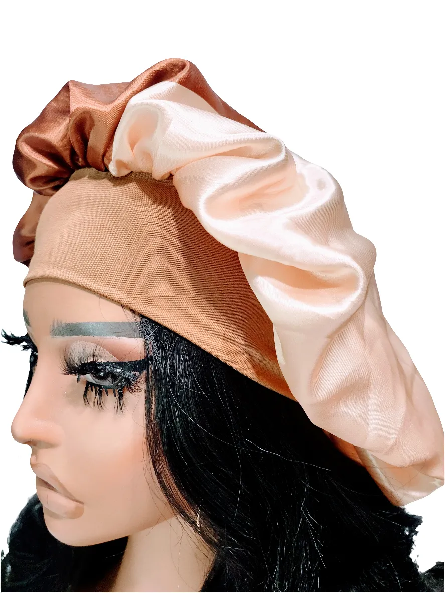"CINNAMON" Wide Band Sleeping Satin Hair Bonnet