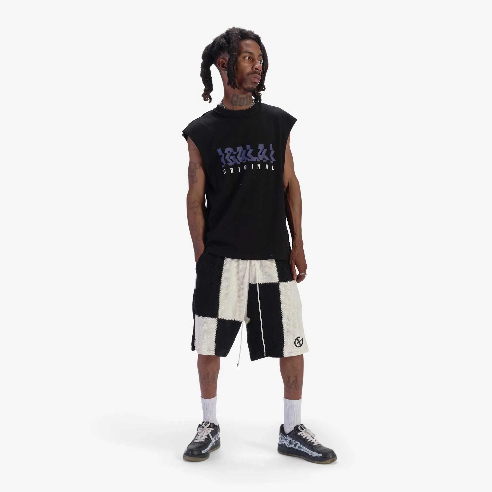 "Digital Dance" Cutoff Tee (black/purple)
