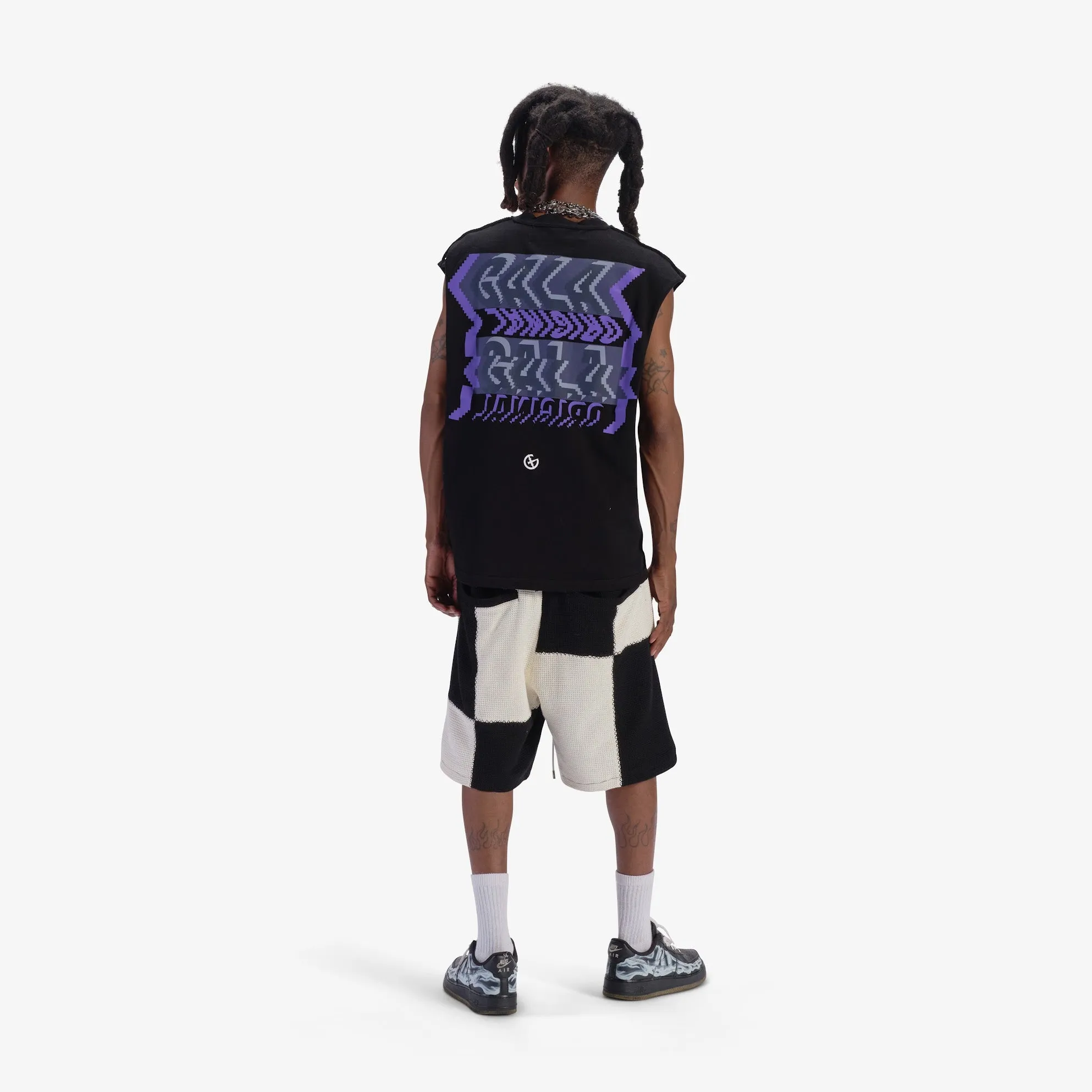 "Digital Dance" Cutoff Tee (black/purple)