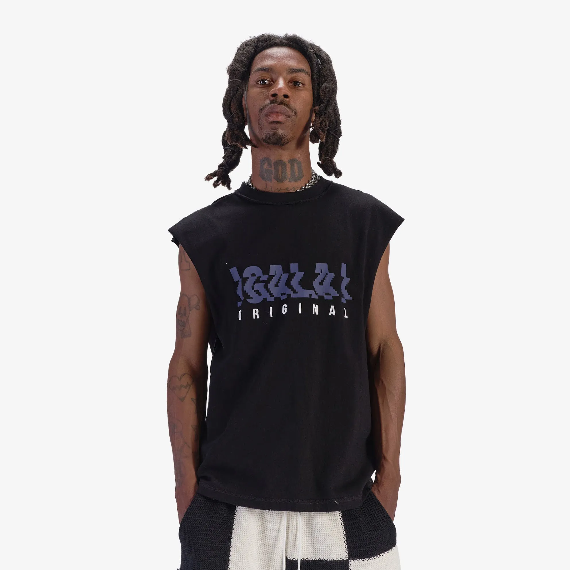 "Digital Dance" Cutoff Tee (black/purple)