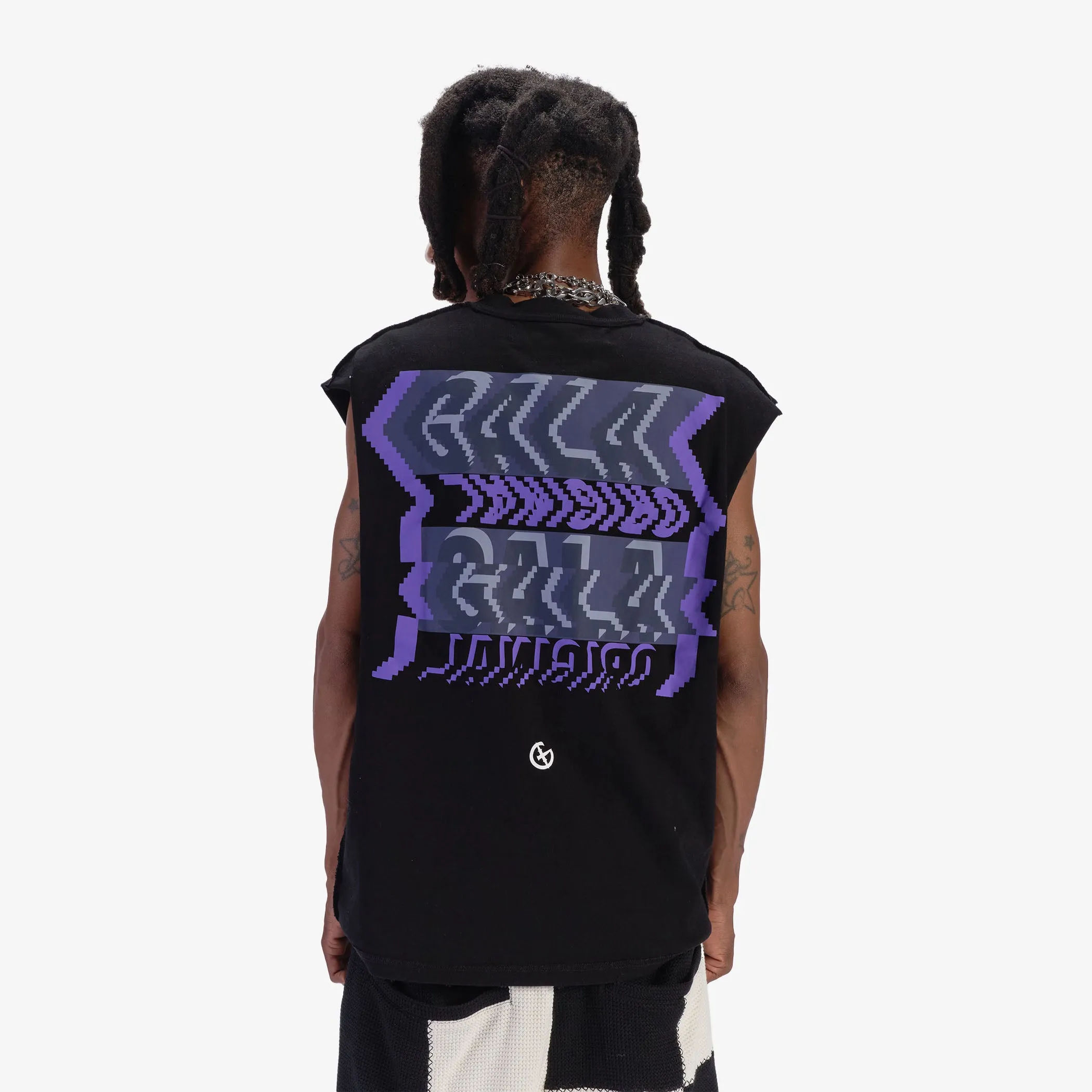 "Digital Dance" Cutoff Tee (black/purple)