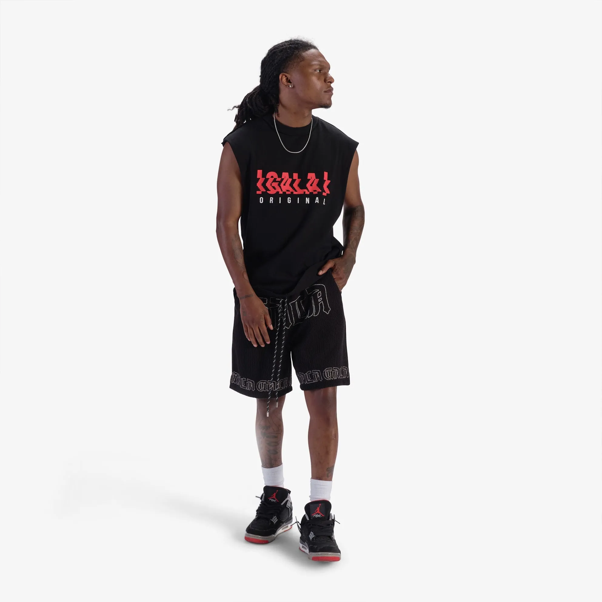 "Digital Dance" Cutoff Tee (black/red)
