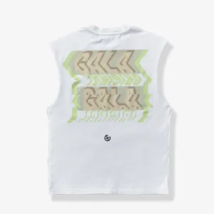 "Digital Dance" Cutoff Tee (white/lime)