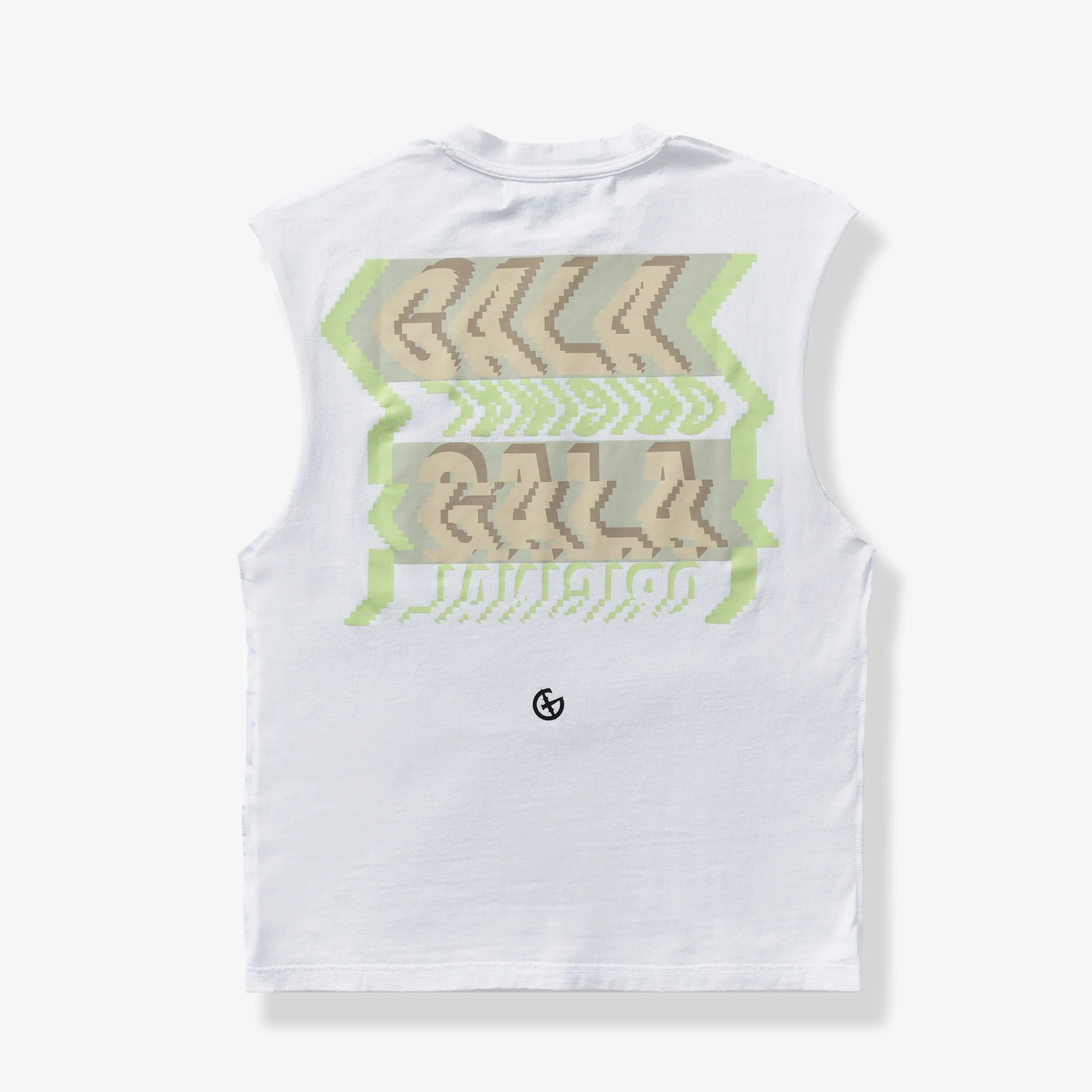 "Digital Dance" Cutoff Tee (white/lime)