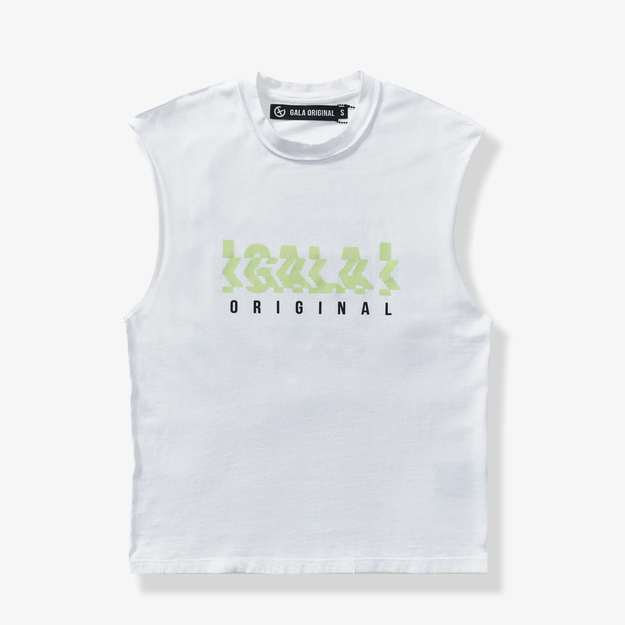 "Digital Dance" Cutoff Tee (white/lime)