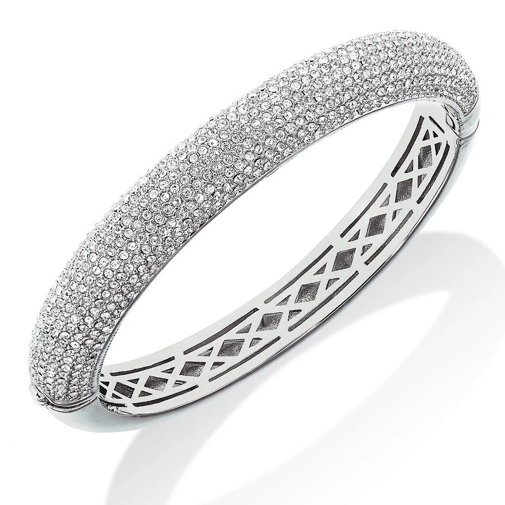 "Pure Radiance" 10 Row Pave Crystal Hinged Bangle Bracelet