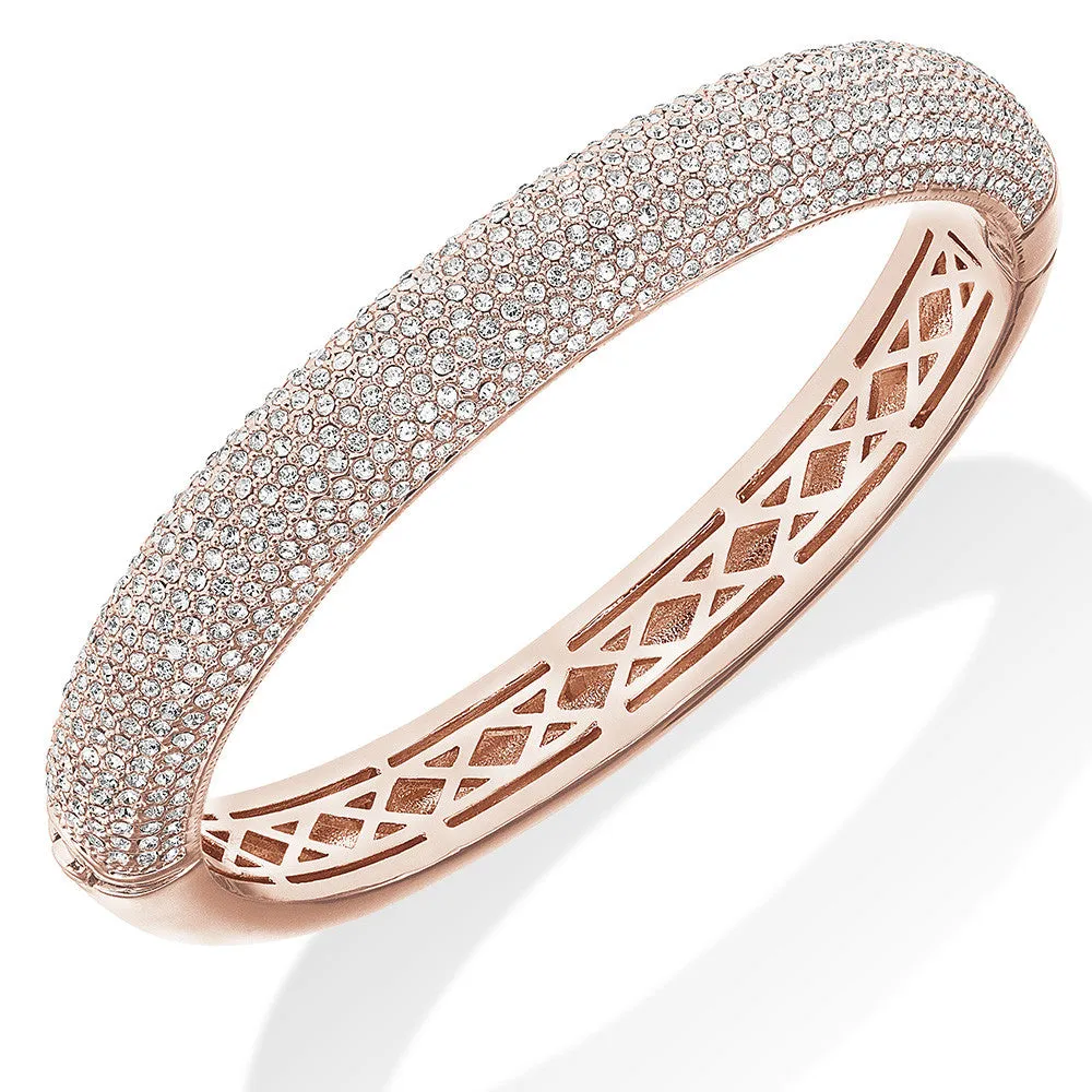 "Pure Radiance" 10 Row Pave Crystal Hinged Bangle Bracelet