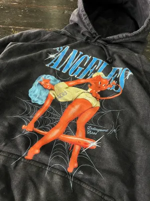 "Struck out of Luck" Hoodie in Black Tie Dye (Vintage Washed)