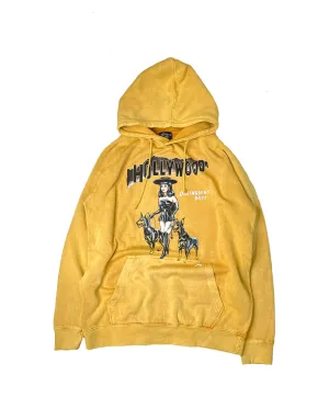 "Witches & Bitches"Vintage Washed Hoodie in Mustard.